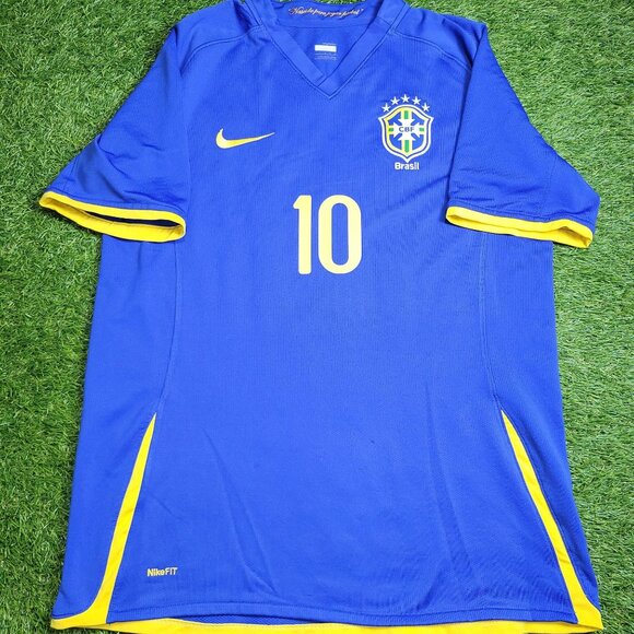 Ronaldinho Nike Brazil 2008 Away Soccer Jersey Shirt L SKU# 258950-493 - Picture 1 of 8